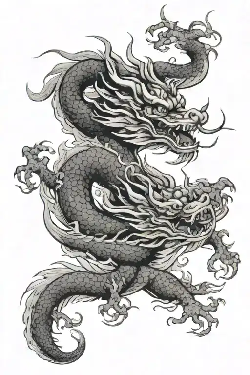 Chinese dragon with Chinese don't give up words Chinese blossom tattoo design idea