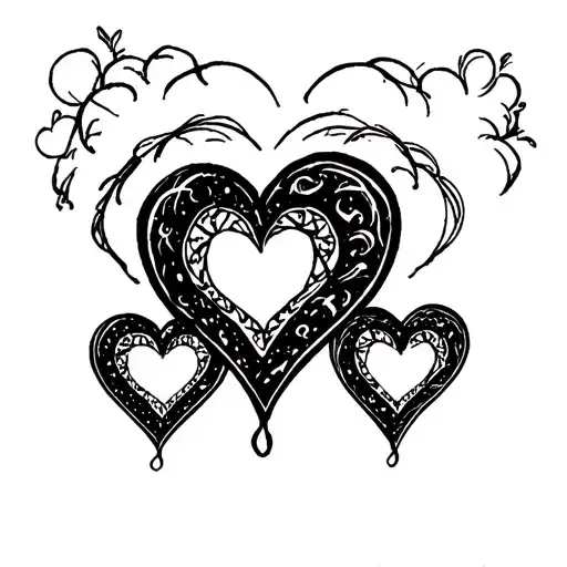 3 hearts in a row tattoo design idea