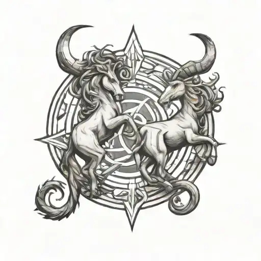 Capricorn and Sagittarius symbol tattoo design idea