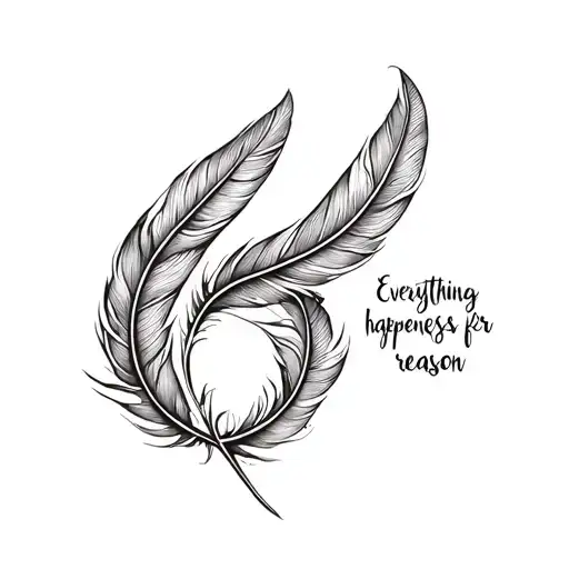 Everything happens for a reason with infinity feather tattoo design idea