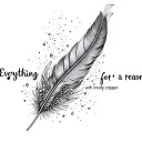 Everything happens for a reason with infinity feather tattoo design idea