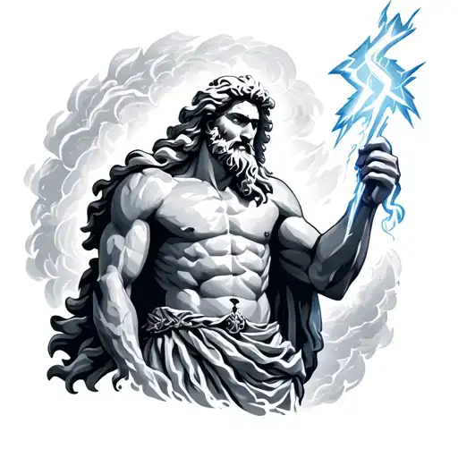 Zeus holding a lightning bolt tattoo design idea