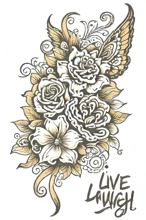 live, laugh, enjoy and give, love and live tattoo design idea