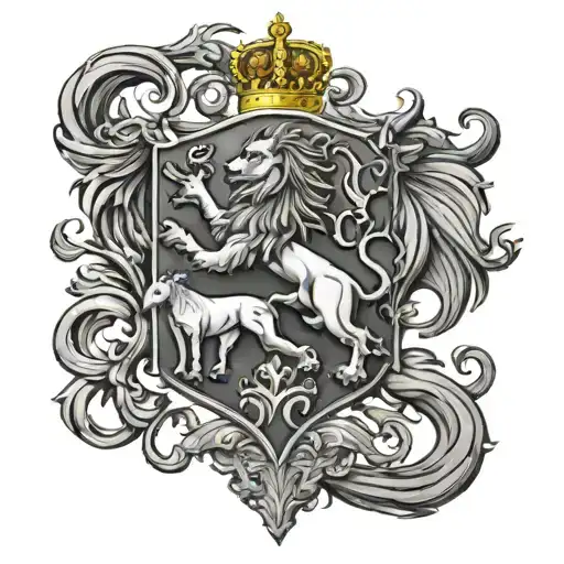 Scottish clan Duncan crest with unicorn and lion rampant  tattoo design idea