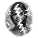 softly shaded lighting bolts and clouds tattoo design idea