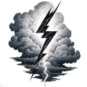 softly shaded lighting bolts and clouds tattoo design idea