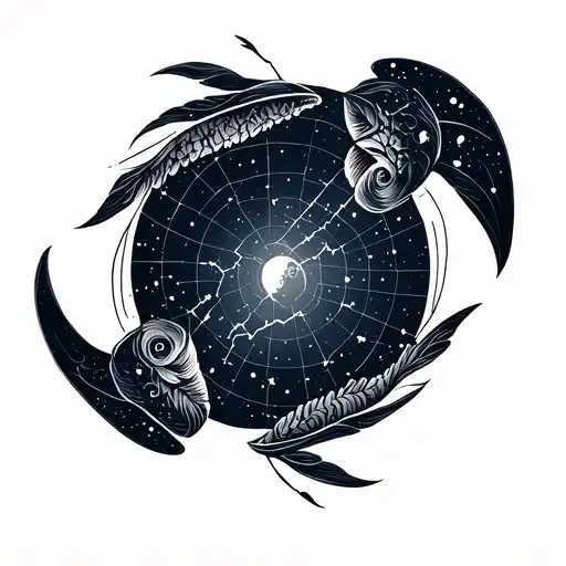 Pisces Aries and Leo constellation map tattoo design idea