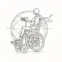 stick figure wheelchair symbolizing strength tattoo design idea