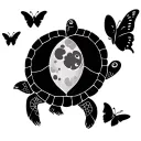 2 Turtle 1 Butterfly and moon shining simple and small tattoo design idea