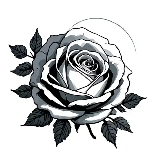 dark, rose, moon, sleep token tattoo design idea