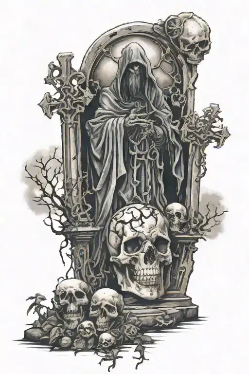 Lich in a Graveyard tattoo design idea