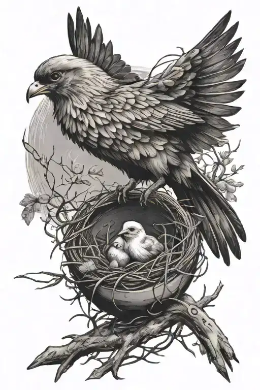 the chick flies away from the nest tattoo design idea