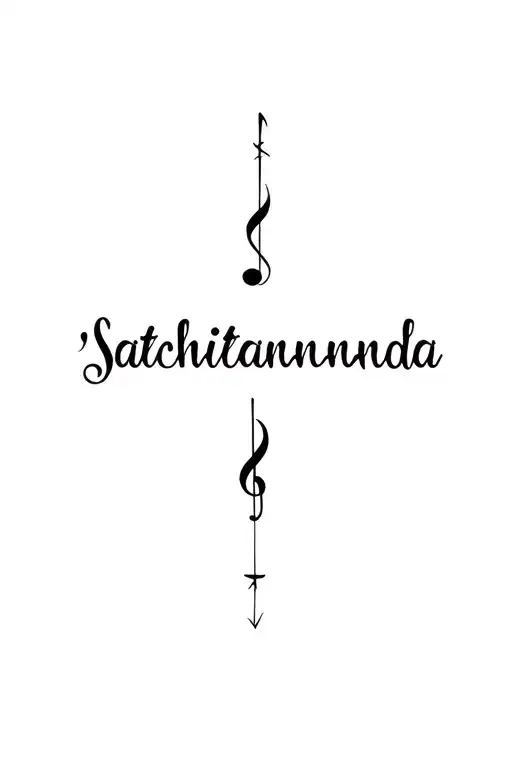 "Satchitananda" viking warrior runes forming musical notes tattoo design idea
