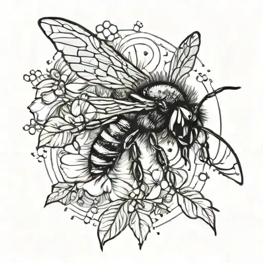 how's the weather with a bee flying tattoo design idea