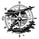Airplane Compass unraveled tree tattoo design idea
