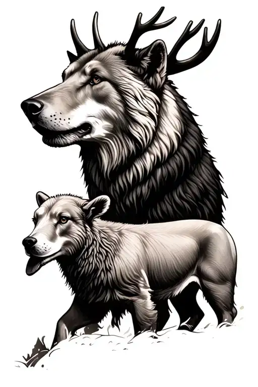 Christian Lion, lamb, wolf, elk, bear tattoo design tattoo design idea