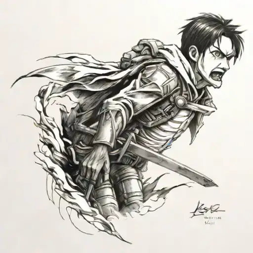 Levi and the Attack Titan tattoo design idea