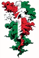 italian flag with dark clouds with lighting bolt tattoo design idea