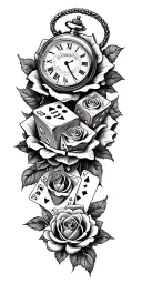 casino dice cards car roses pocket watch old car tattoo design idea
