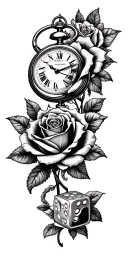 casino dice cards car roses pocket watch old car tattoo design idea
