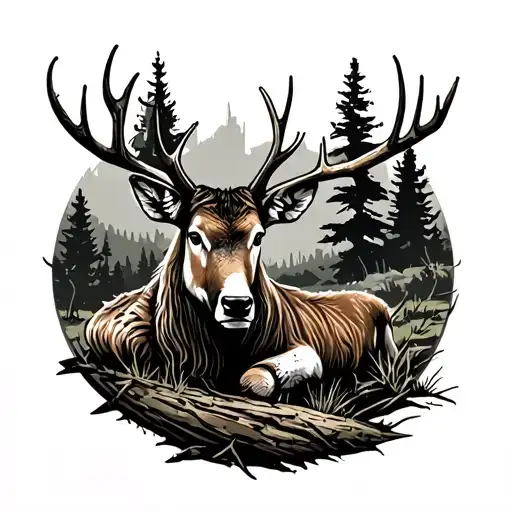 camo hunting scene tattoo design idea