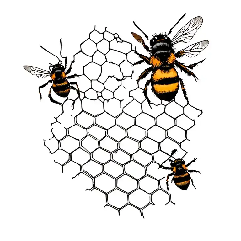 bees and honeycomb  inspired tattoo design idea