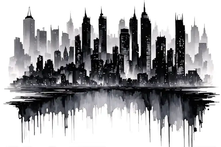 gotham city skyline tattoo design idea