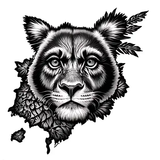 A ttibal tattoo of the map of Madagascar with king Julian tattoo design idea