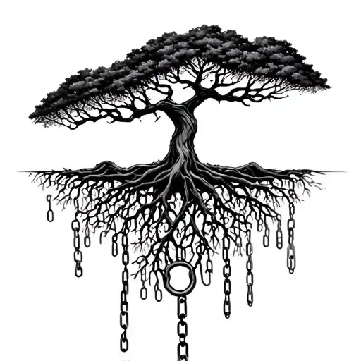 chains and trees growing tattoo design idea