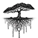 chains and trees growing tattoo design idea