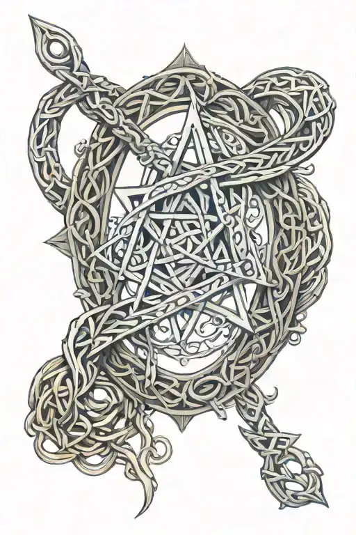tetragrammaton witch's knot tattoo design idea