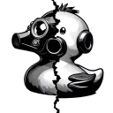 Rubber Duck wearing a gas mask split in half tattoo design idea