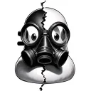 Rubber Duck wearing a gas mask split in half tattoo design idea