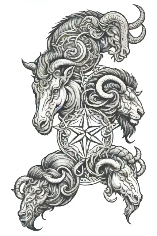 Aries capricorn and Leo star sign tattoo design idea