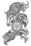 Aries capricorn and Leo star sign tattoo design idea
