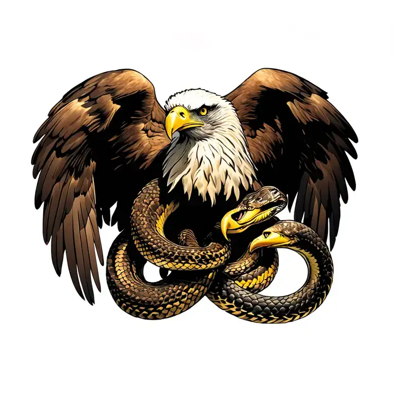 eagle and snake wrapped tattoo design idea