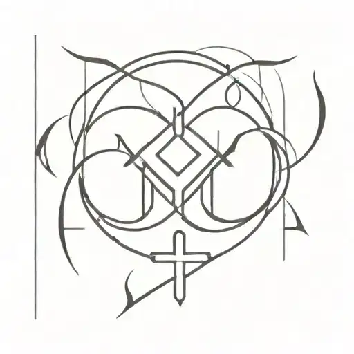 trishul and damru and river symbol tattoo design idea