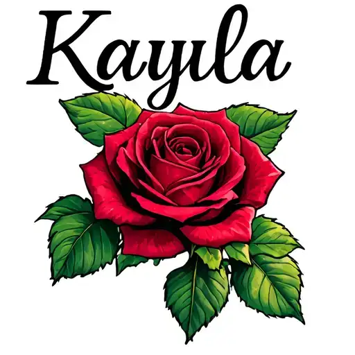 rose vine with the name Kayla tattoo design idea