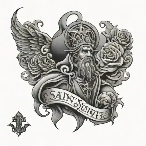 saint sinner tattoo design idea