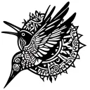 aztec hummingbird tattoo design idea
