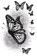 Lots of butterflies with fingerprints in the wings and something saying remembering you is easy I do it every day  tattoo design idea