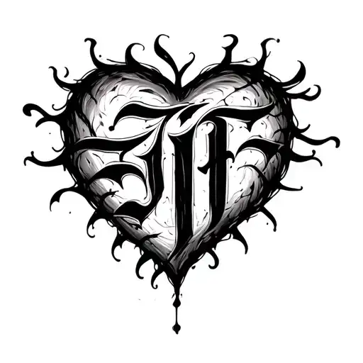 A heart made up of loose lines. If you look closely, each line is actually a stylized, but very abstract, letter "ジム" as tattoo design idea