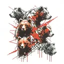 3 bear cubs tattoo design idea
