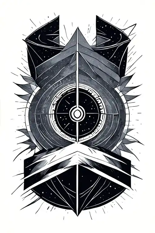 A geometric and symbolic armband that represents the path from chaos or materialism to inner peace and spiritual awakeni tattoo design idea
