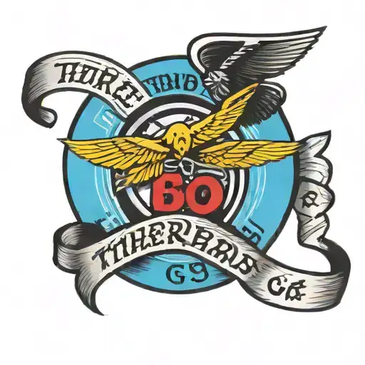"Thunderbirds are go" written in ribbon wrapped round tattoo design idea