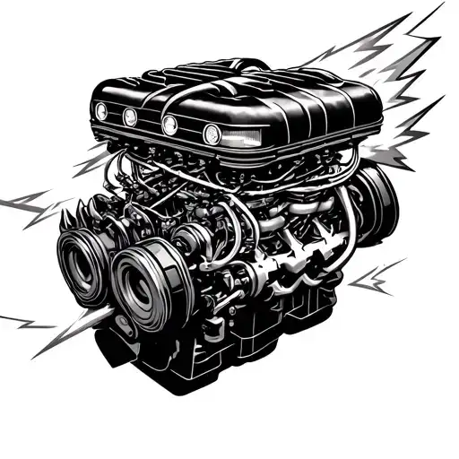 thunder bolts / v8 engine tattoo design idea