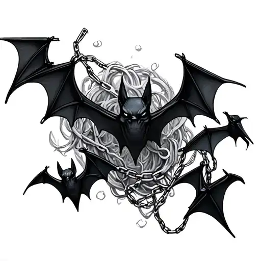 chain of bats for collarbone tattoo design idea