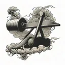 seesaw with dark clouds swirling tattoo design idea