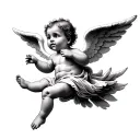 baby cherub angel flying away tattoo design idea
