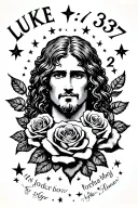 Luke 6:37 with stars in the background and roses  tattoo design idea